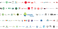 plakat med logoer fra 85 organisationer der er medlem af Friluftsrådet